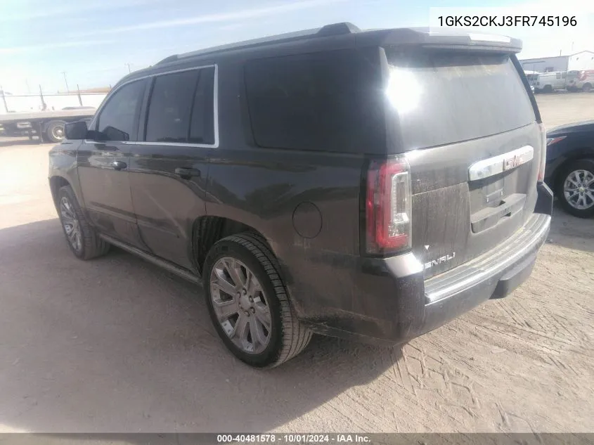 2015 GMC Yukon Denali VIN: 1GKS2CKJ3FR745196 Lot: 40481578