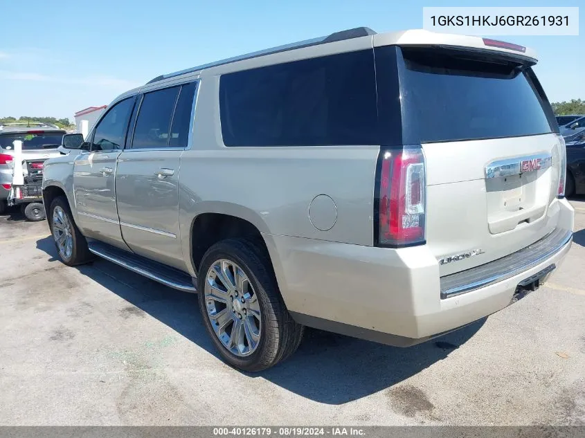 2016 GMC Yukon Xl Denali VIN: 1GKS1HKJ6GR261931 Lot: 40126179