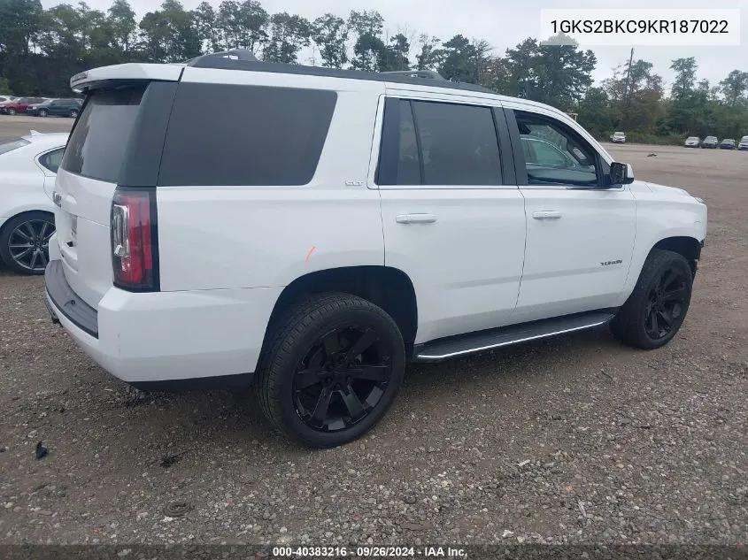 2019 GMC Yukon Slt VIN: 1GKS2BKC9KR187022 Lot: 40383216