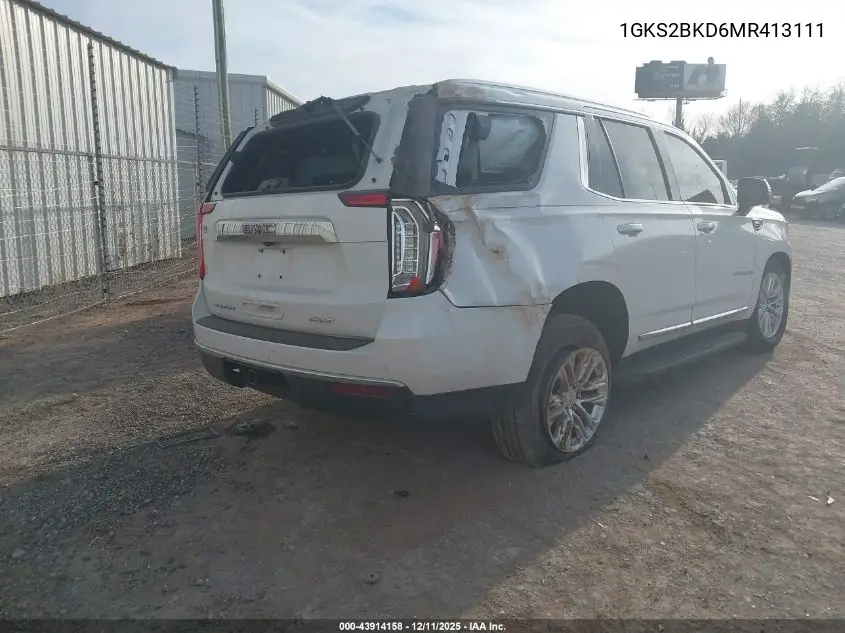 1GKS2BKD6MR413111 2021 GMC Yukon 4Wd Slt
