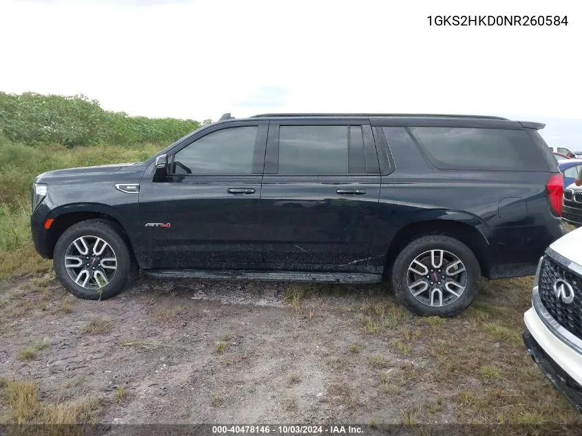 2022 GMC Yukon Xl 4Wd At4 VIN: 1GKS2HKD0NR260584 Lot: 40478146