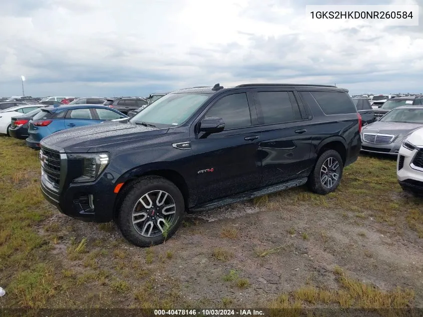 2022 GMC Yukon Xl 4Wd At4 VIN: 1GKS2HKD0NR260584 Lot: 40478146