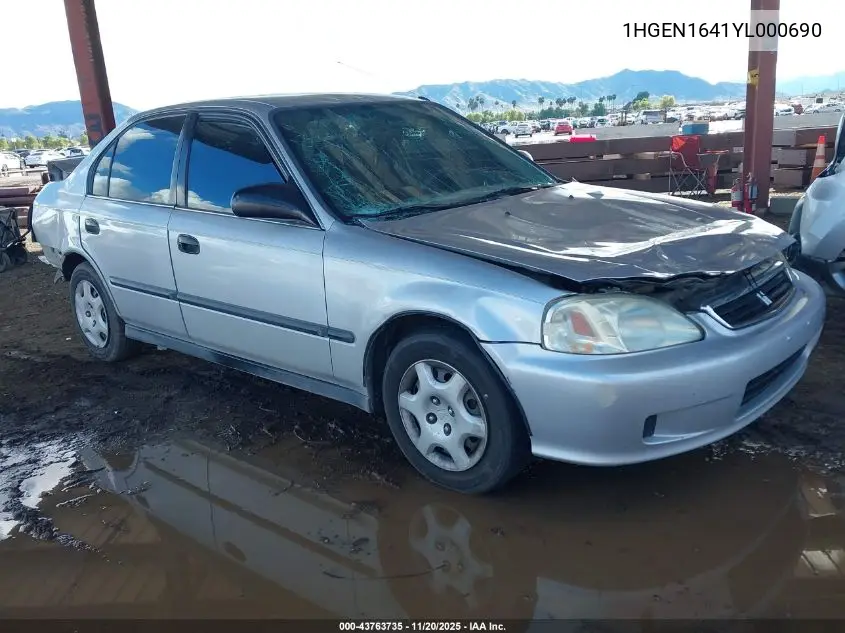 1HGEN1641YL000690 2000 Honda Civic Gx
