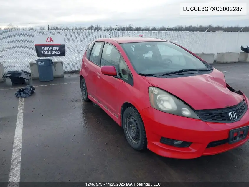 LUCGE8G7XC3002287 2012 Honda Fit Sport 5Dr