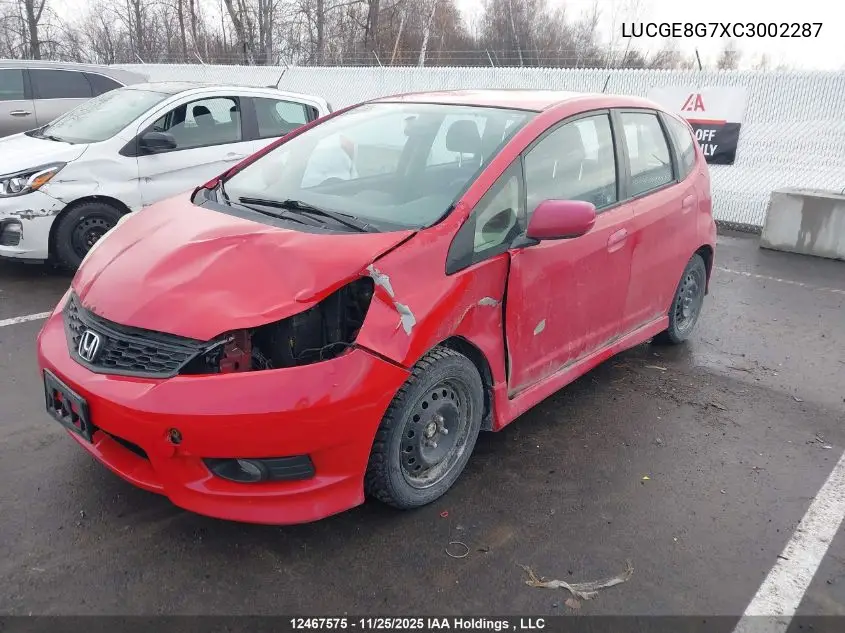 LUCGE8G7XC3002287 2012 Honda Fit Sport 5Dr