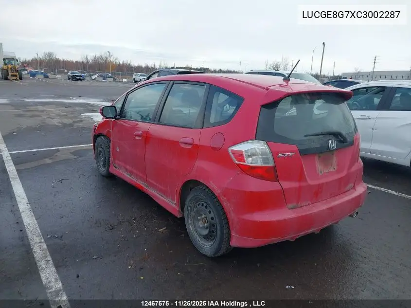 LUCGE8G7XC3002287 2012 Honda Fit Sport 5Dr