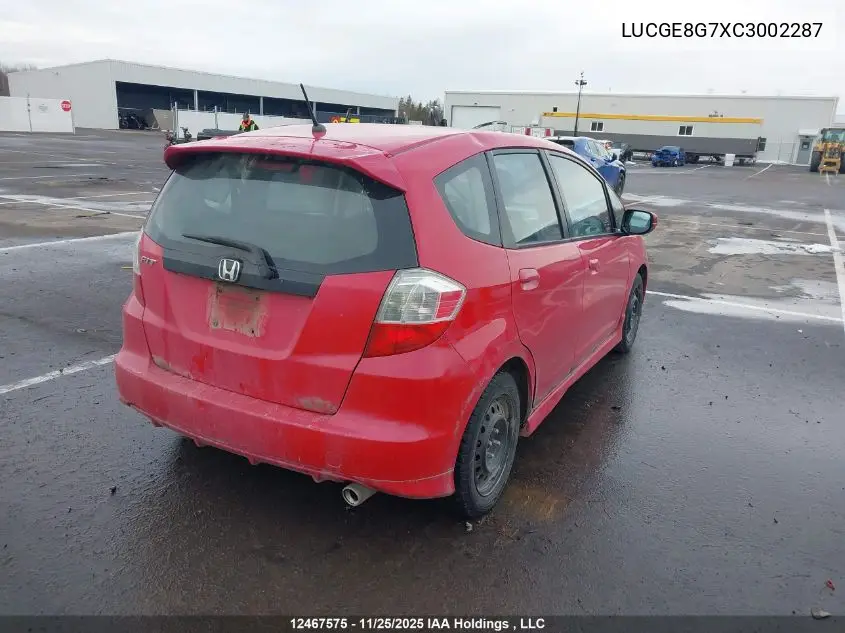 LUCGE8G7XC3002287 2012 Honda Fit Sport 5Dr