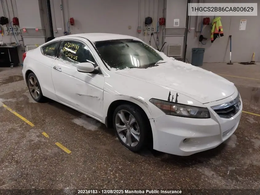 1HGCS2B86CA800629 2012 Honda Accord Ex-V6