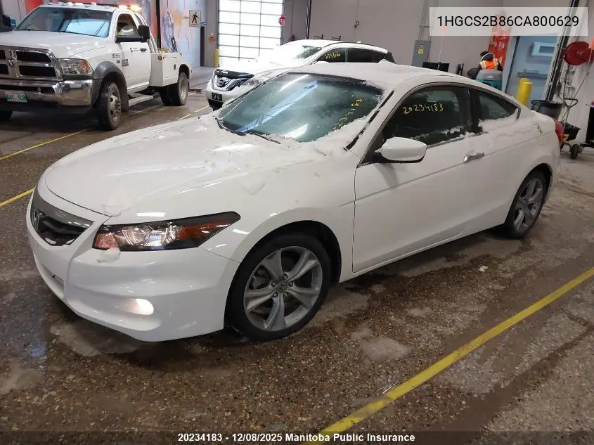 1HGCS2B86CA800629 2012 Honda Accord Ex-V6