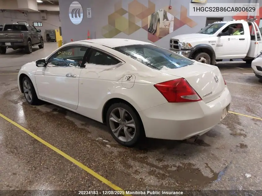 1HGCS2B86CA800629 2012 Honda Accord Ex-V6