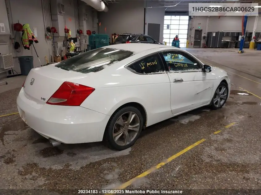 1HGCS2B86CA800629 2012 Honda Accord Ex-V6