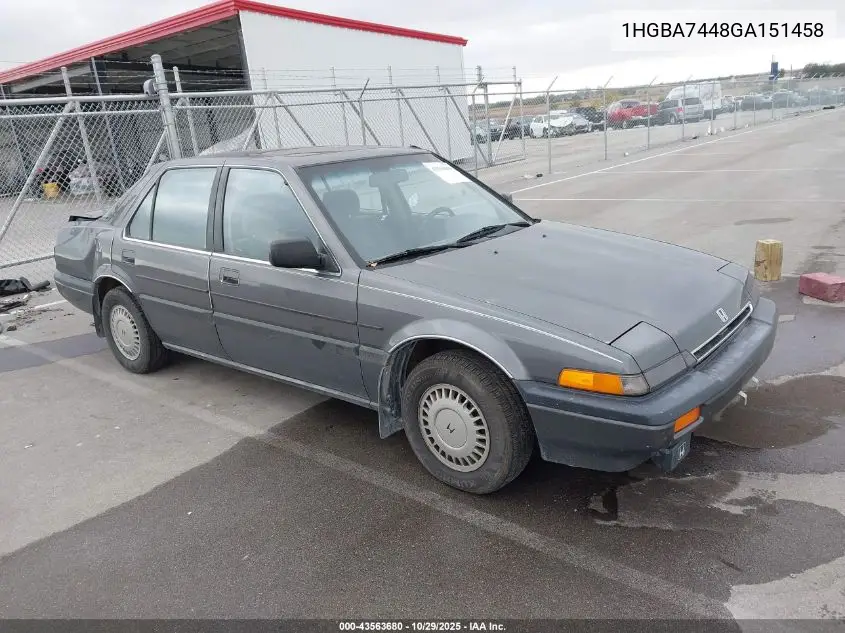 1HGBA7448GA151458 1986 Honda Accord Lxi