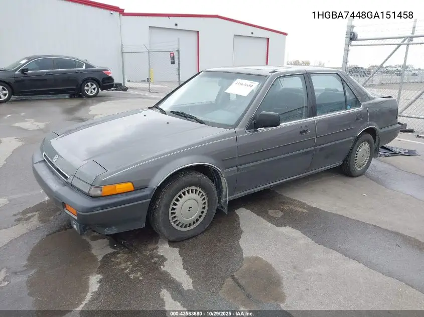 1HGBA7448GA151458 1986 Honda Accord Lxi
