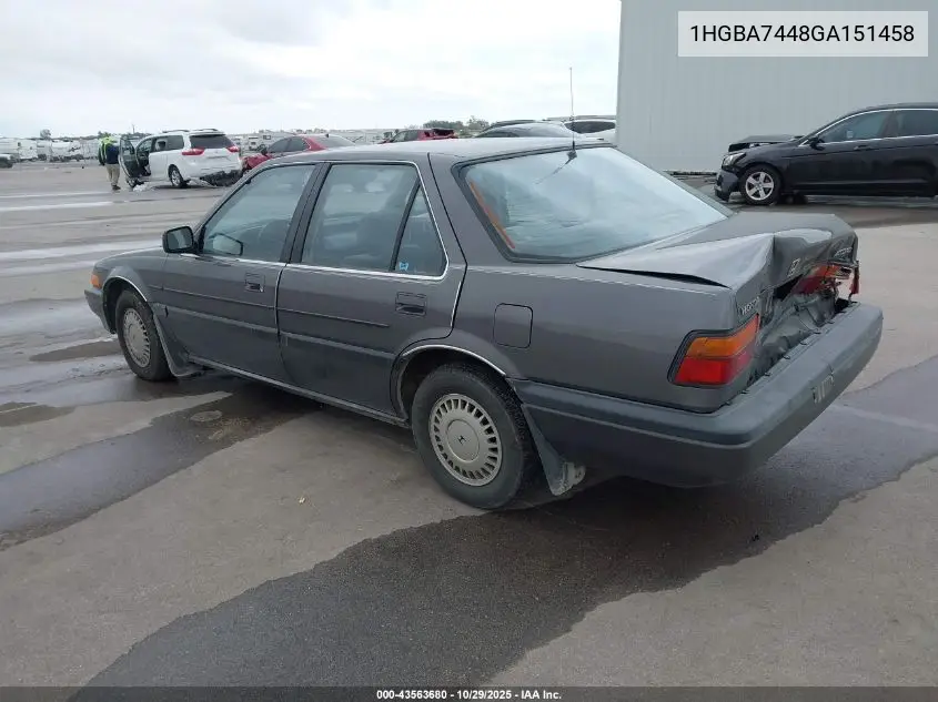 1HGBA7448GA151458 1986 Honda Accord Lxi