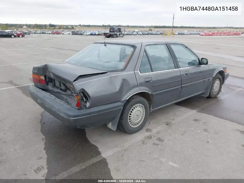 1HGBA7448GA151458 1986 Honda Accord Lxi