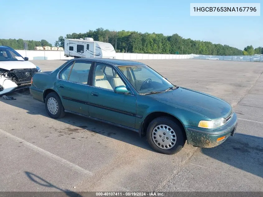 1992 Honda Accord Lx VIN: 1HGCB7653NA167796 Lot: 40107411