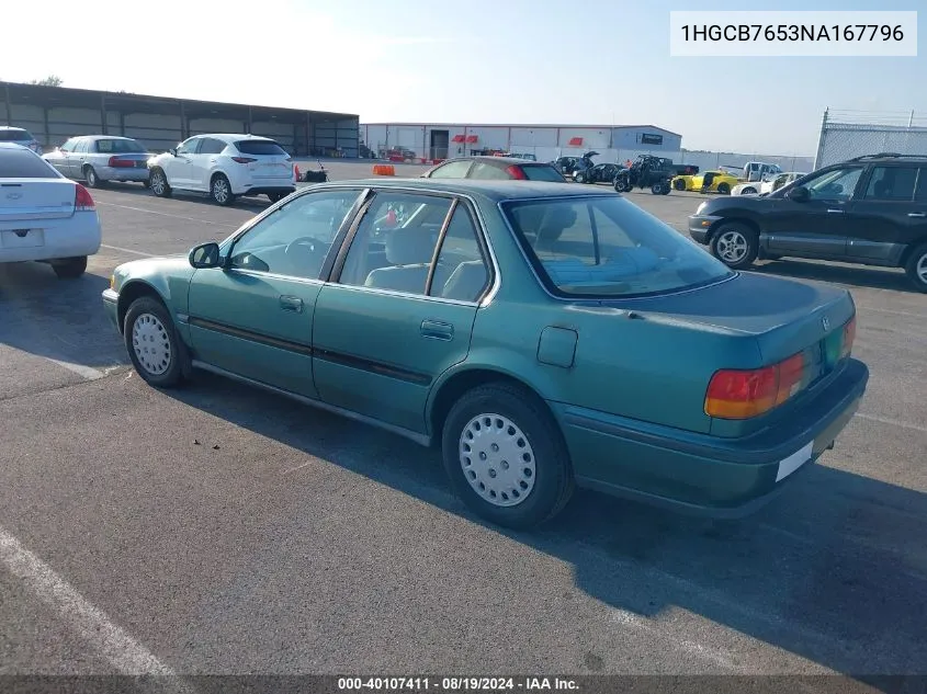 1992 Honda Accord Lx VIN: 1HGCB7653NA167796 Lot: 40107411