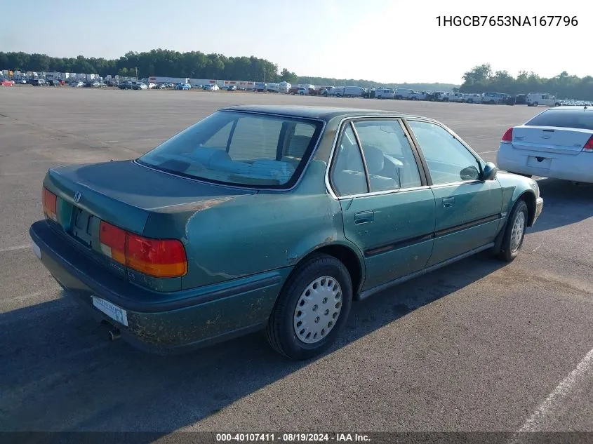 1992 Honda Accord Lx VIN: 1HGCB7653NA167796 Lot: 40107411