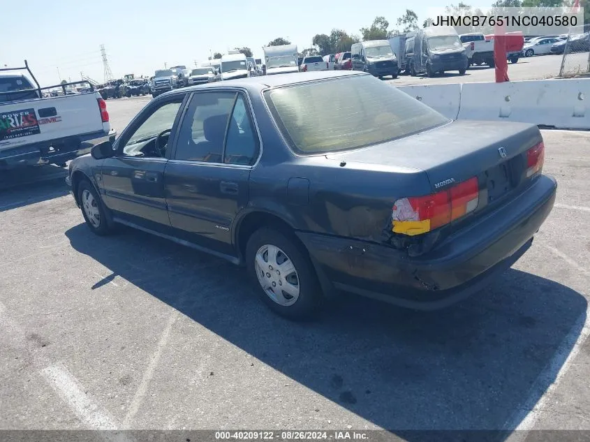 1992 Honda Accord Lx/Ex VIN: JHMCB7651NC040580 Lot: 40209122