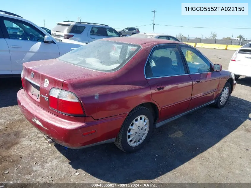 1996 Honda Accord Ex/Ex-R VIN: 1HGCD5552TA022150 Lot: 40355027