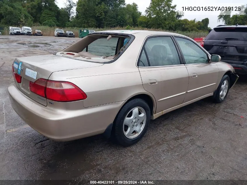 2000 Honda Accord 3.0 Ex VIN: 1HGCG1652YA019125 Lot: 40423101