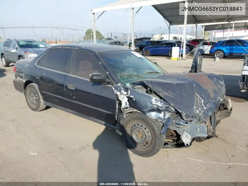 JHMCG6653YC018841 2000 Honda Accord 2.3 Lx