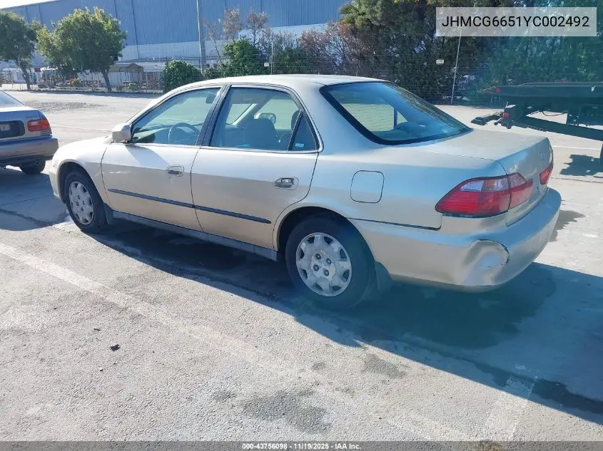 JHMCG6651YC002492 2000 Honda Accord 2.3 Lx