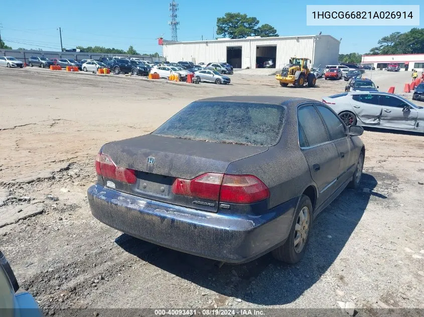 1HGCG66821A026914 2001 Honda Accord 2.3 Ex