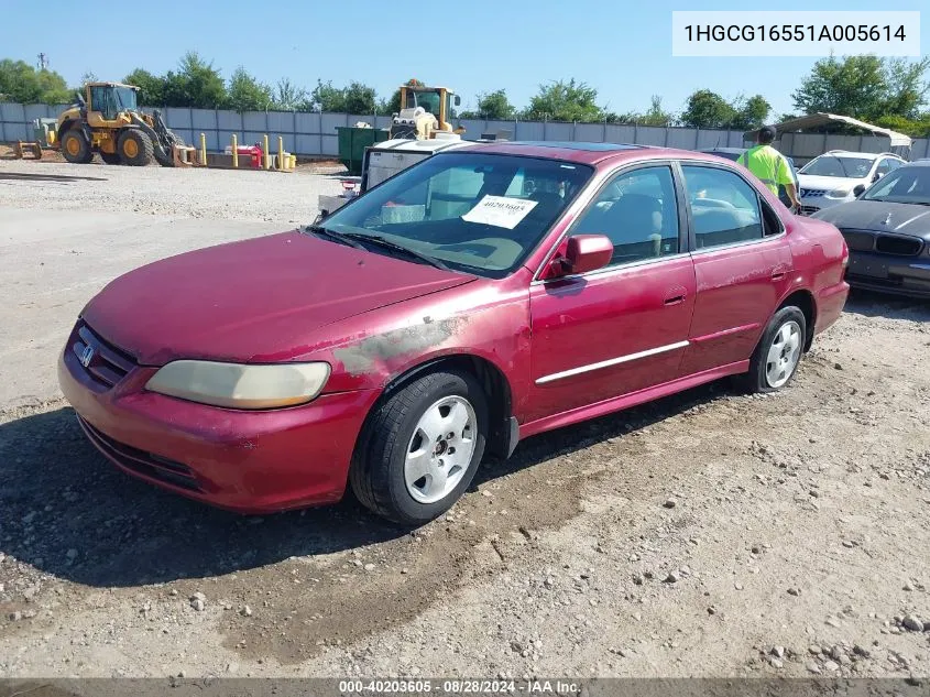 2001 Honda Accord 3.0 Ex VIN: 1HGCG16551A005614 Lot: 40203605