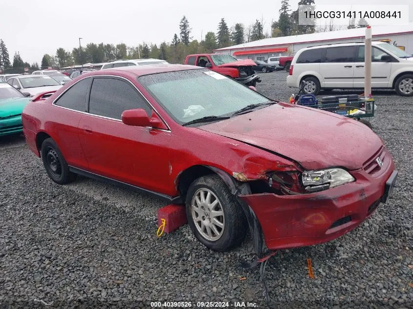 2001 Honda Accord 2.3 Lx VIN: 1HGCG31411A008441 Lot: 40390526