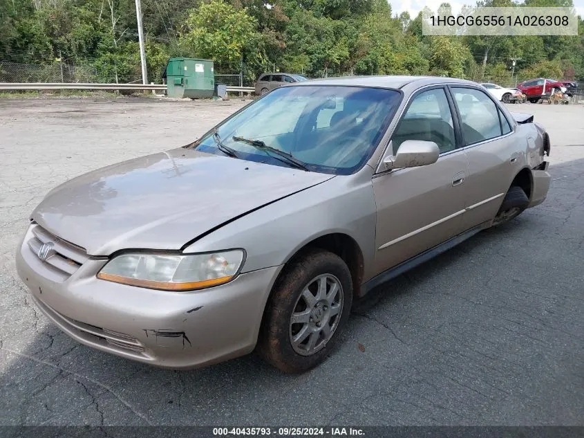 2001 Honda Accord 2.3 Lx VIN: 1HGCG65561A026308 Lot: 40435793