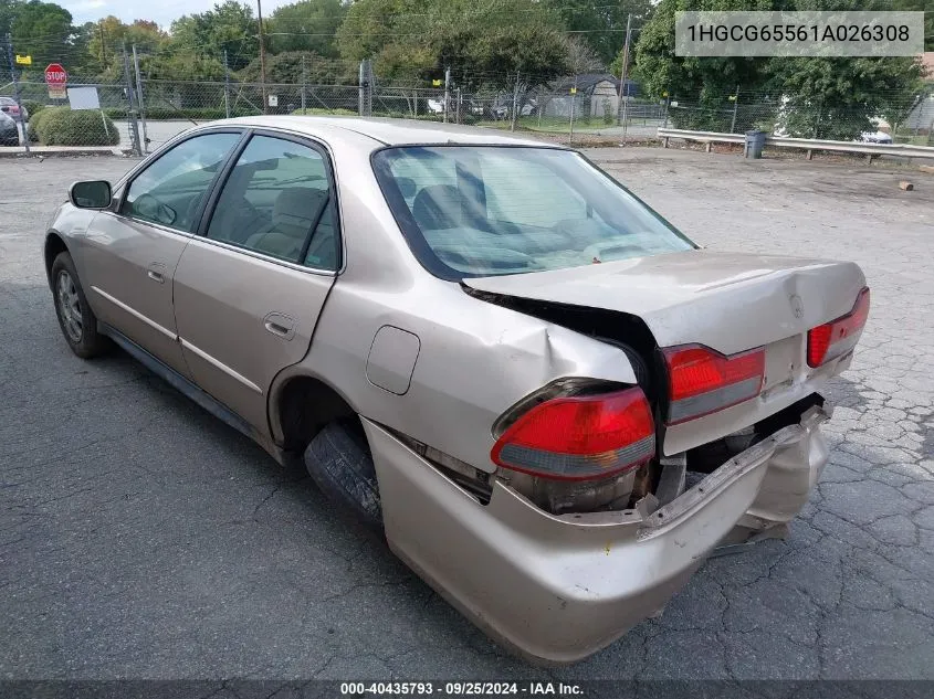 1HGCG65561A026308 2001 Honda Accord 2.3 Lx