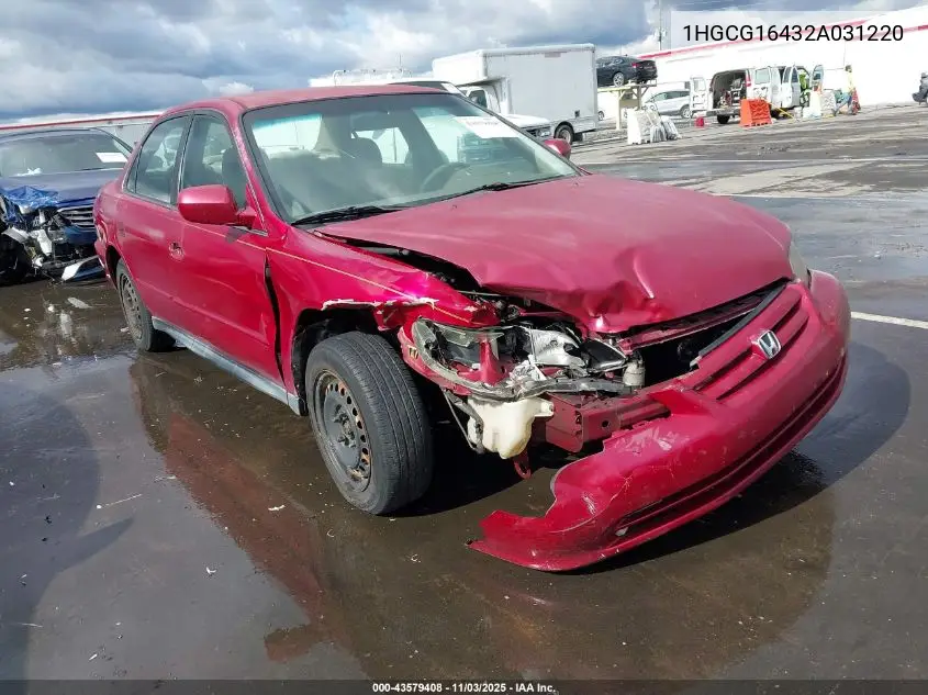 1HGCG16432A031220 2002 Honda Accord 3.0 Lx