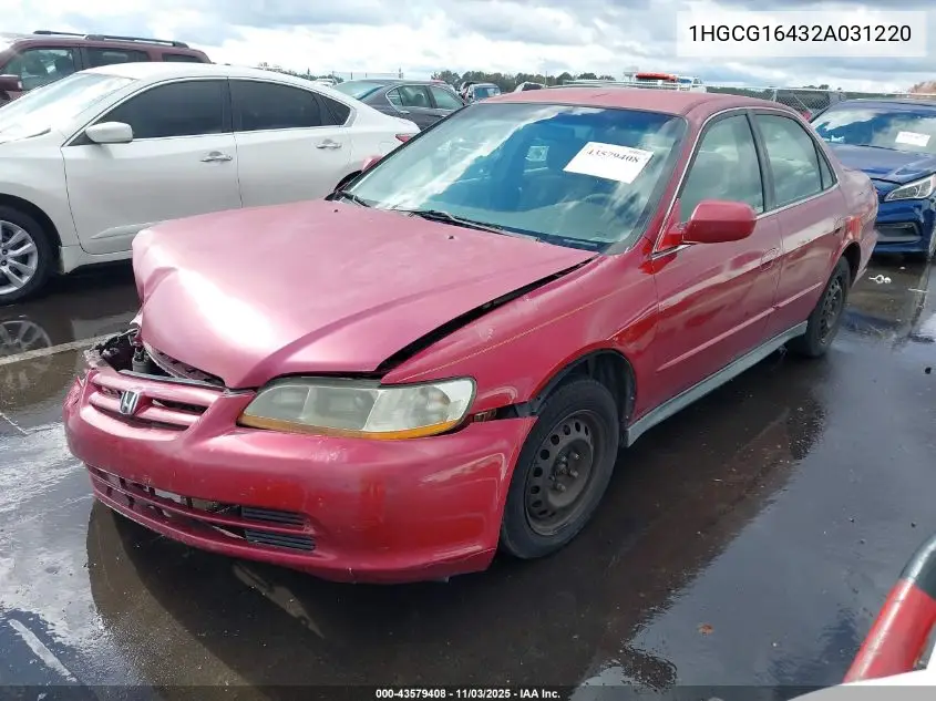 1HGCG16432A031220 2002 Honda Accord 3.0 Lx