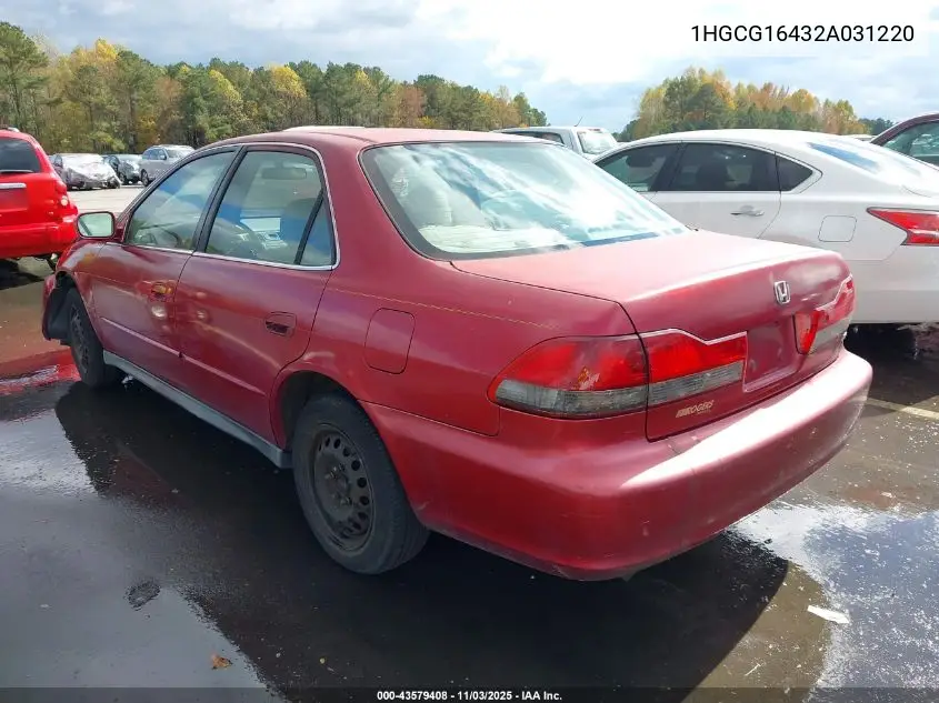 1HGCG16432A031220 2002 Honda Accord 3.0 Lx