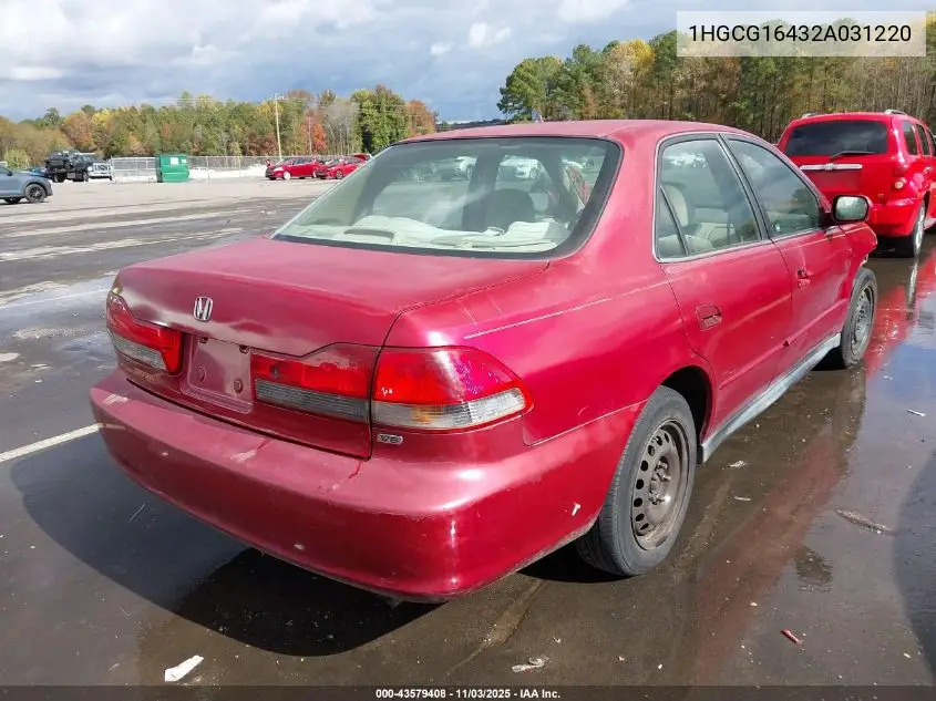 1HGCG16432A031220 2002 Honda Accord 3.0 Lx