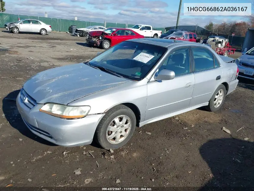 1HGCG66862A036167 2002 Honda Accord 2.3 Ex/2.3 Se