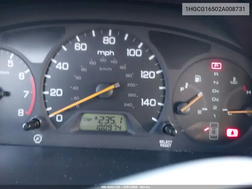1HGCG16502A008731 2002 Honda Accord 3.0 Ex