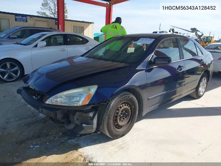 1HGCM56343A128452 2003 Honda Accord 2.4 Lx