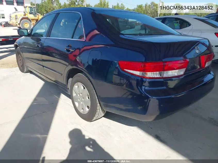1HGCM56343A128452 2003 Honda Accord 2.4 Lx