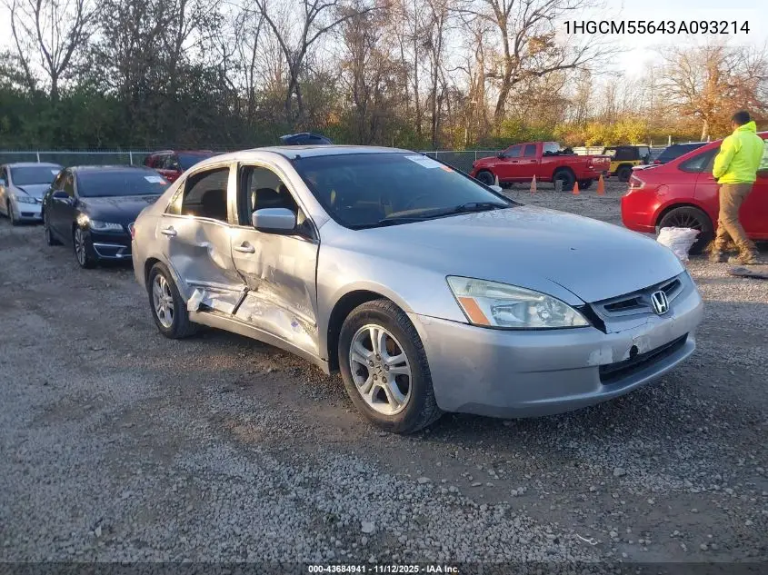 1HGCM55643A093214 2003 Honda Accord 2.4 Ex