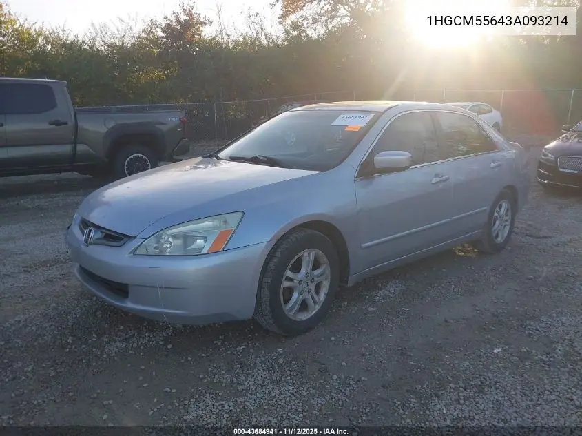 1HGCM55643A093214 2003 Honda Accord 2.4 Ex