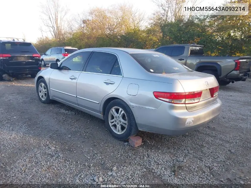 1HGCM55643A093214 2003 Honda Accord 2.4 Ex