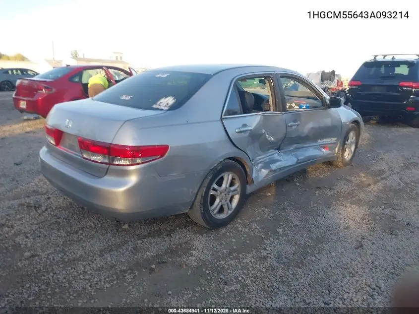 1HGCM55643A093214 2003 Honda Accord 2.4 Ex