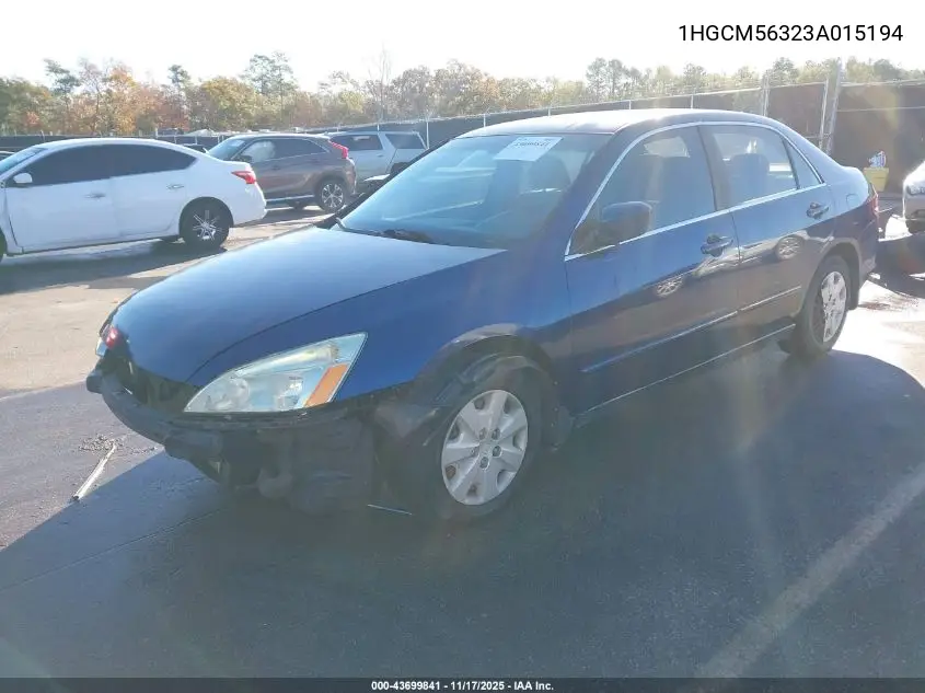 1HGCM56323A015194 2003 Honda Accord 2.4 Lx