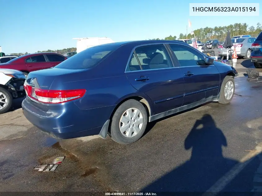 1HGCM56323A015194 2003 Honda Accord 2.4 Lx