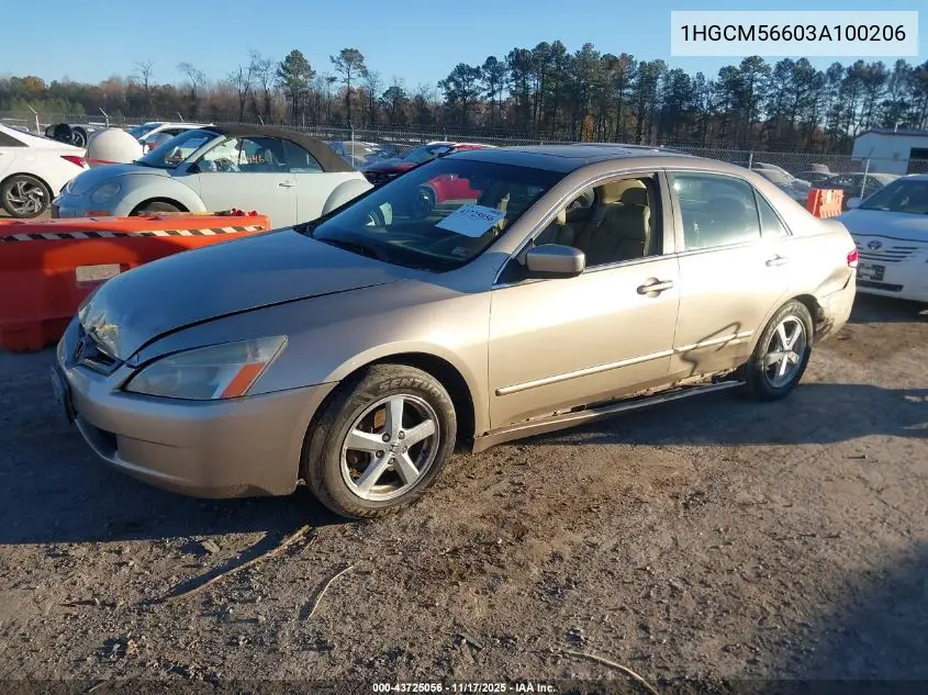 1HGCM56603A100206 2003 Honda Accord 2.4 Ex