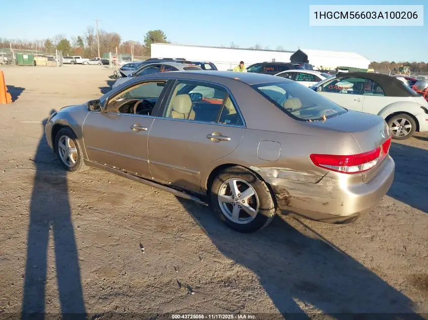 1HGCM56603A100206 2003 Honda Accord 2.4 Ex