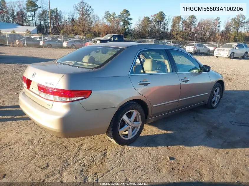1HGCM56603A100206 2003 Honda Accord 2.4 Ex