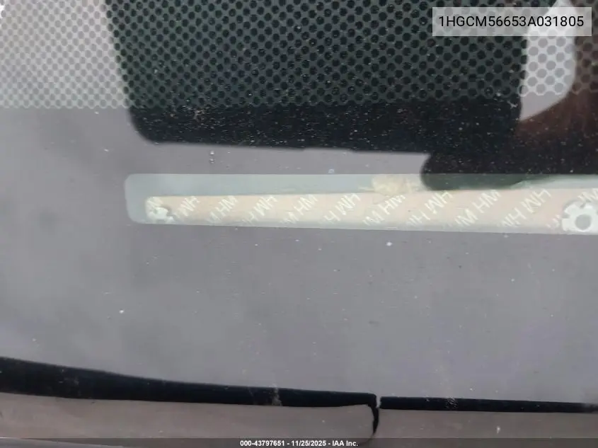 1HGCM56653A031805 2003 Honda Accord 2.4 Ex